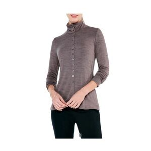Nic + Zoe Long Sleeve Spacedye Button-Up Mock Neck Top NWT Size S